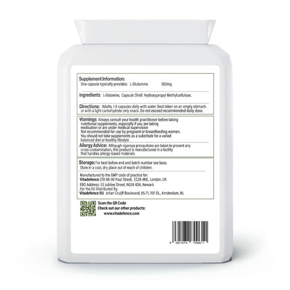 L-Glutamine | Pure Amino Acid 500mg – 90 Capsules
